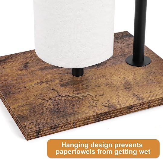 Black Freestanding Toilet Paper Holder Stand with Basket